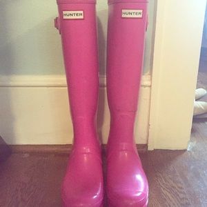 Hunter boots gloss pink size 8